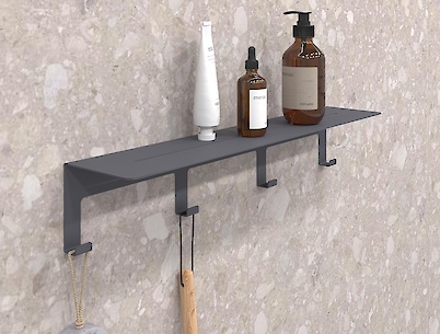 Полиця з гачками В-23 500мм, графіт