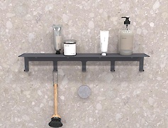 Полка с крючками В-23 600мм, графит