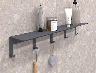 Полиця з гачками В-23 600мм, графіт