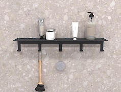 Полиця з гачками В-23 600мм, чорний