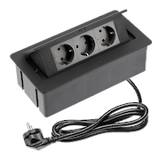 Настільний подовжувач для розеток GTV, що вбудовується Soft new чорний