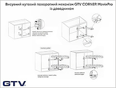 Полка фигурная угловая GTV CORNER MovixPro с доводчиком 900мм правая антрацит