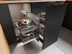 Висувний кутовий механізм GTV MovixPro для модуля 900мм, антрацит для сучасної кухні.