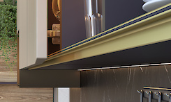 Профіль торцевий для фасадів без ручок GTV VELLO в верхній модуль L=3000 мм, золото Для корпусу з 18 мм