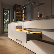 Профіль для фасадів без ручок горизонтальний VELLO з пазом під LED, тип C, золото,