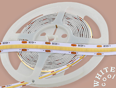 Светодиодная лента Professional (неизолированная) COB-256L,10W/м, 8мм, холодный белый (6000-6500K)