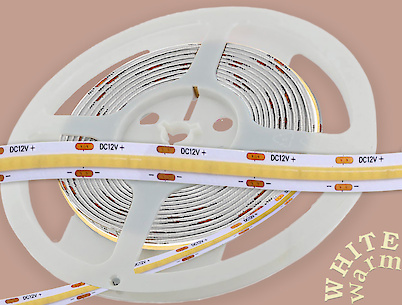 Светодиодная лента Professional (неизолированная) COB-256L,10W/м, 8мм, теплый белый (2700-3500K)