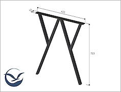 Металева (нога)  для круглого столу VT-11 600x723 (40х20), графіт