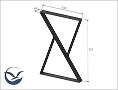 Металева опора для столу VT-15 500х730, графіт