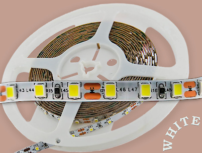 Светодиодная лента (неизолированная)  SMD2835-120L, 10 W\м,  5мм, белый (5500-6000К)