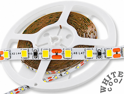 Світлодіодна стрічка (неізольована) SMD2835-120L, 10 W/м, 5мм, холодний білий (9000-10000К)