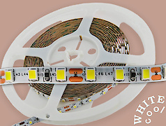 Світлодіодна стрічка (неізольована) SMD2835-120L, 10 W\м, 5мм, холодний білий (9000-10000К)