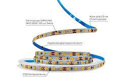 LED лента (неизолированная)  SMD2835-120L, 10 W\м,  5мм, теплый белый  (2800-3200K)