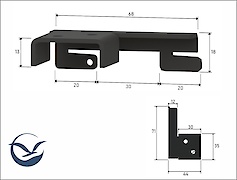 Комплект для кріплення прямокутної труби (жердини) до опори гардеробної системи