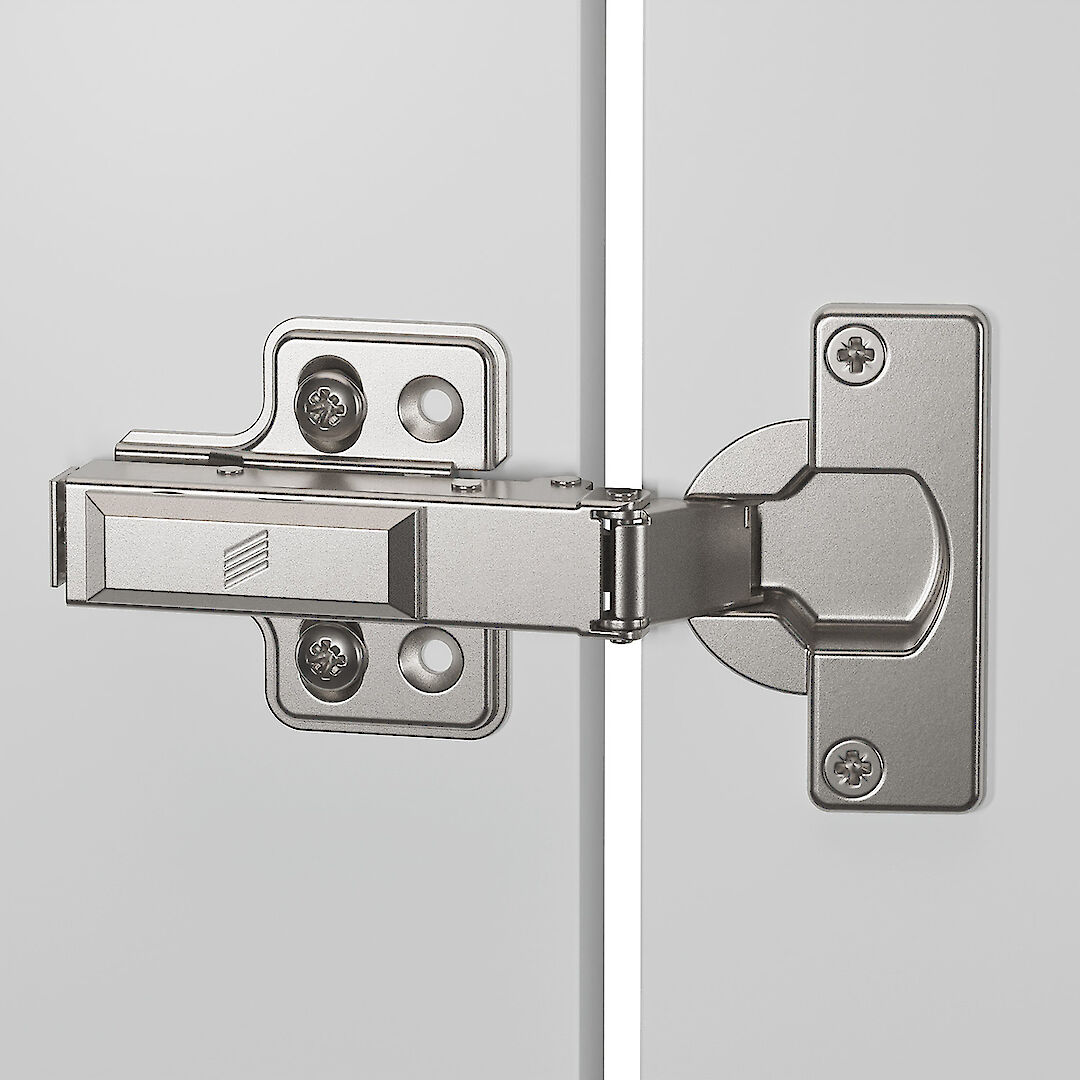 Завіса накладна Veosys Hettich з нержавіючої сталі для тонких дверей 12-22 мм, з доводчиком, кут 100° (9325749)