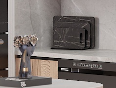 Комплект обробних дощок з підставкою для нарізки продуктів, 3 шт, текстура Камінь П'єтра ,текстура Камінь П'єтра Гріджіа