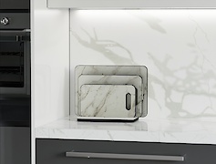 Набір обробних дошок 3 шт з підставкою для нарізування продуктів Мармур Кришталь