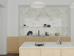 столешница компакт-плита SMART OL09 Olympus Calacatta 12мм с черным внутренним наполнением 4200х1400х12мм