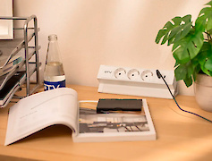 Меблева розетка GTV BASCO, 3хSHUKO, USB A+C, кабель 1.5 м, білий