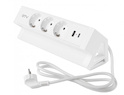 Меблева розетка BASCO, 3хSHUKO, USB A+C, кабель 1.5 м, білий
