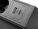 Меблева розетка BASCO, 3хSHUKO, USB A+C, кабель 1.5 м, чорний без необхідності свердління