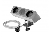 Удлинитель настольный розетка GTV SOFITO с креплением, 2 розетки, USB A+C, кабель 1,5m, серый флок