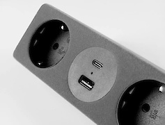 Меблева розетка GTV SOFITO, 2хSHUKO, USB A+C, сірий