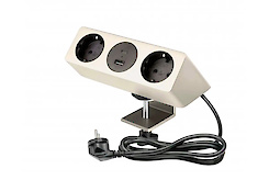 Меблева розетка GTV SOFITO, 2хSHUKO, USB A+C, кабель 1.5 м, нержавіюча сталь