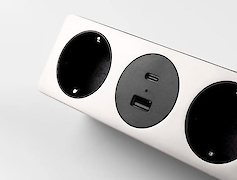 Меблева розетка GTV SOFITO, 2хSHUKO, USB A+C,  нержавіюча сталь