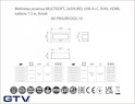 Мебельная розетка GTV MULTISOFT, 2хSHUKO, USB A+C, RJ45, HDMI, монтируется в столешницу.