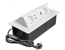 Встраиваемая розетка GTV MULTISOFT горизонтальная 2 вилки, USB А+С, RJ45, HDMI кабель 1.5м, белая (удлинитель врезной)