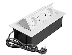 Меблева розетка GTV MULTISOFT, 2хSHUKO, USB A+C, RJ45, HDMI, кабель 1.5 м, білий