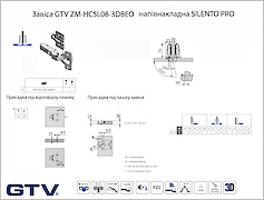 Завіса SilentoPro GTV напівнакладна з дотягувачем з 3D регулюванням + монтажна планка хрестоподібна з ексцентриком h=0, нікель