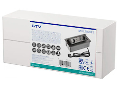 Вбудована розетка GTV горизонтальна MULTISOFT на 2 вилки Schuko, USB A+C, RJ45, HDMI кабель 1,5 м з вилкою, чорна (вбудований подовжувач)  													AE-PBSURH2GS-20