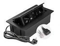 Встраиваемая розетка GTV горизонтальная MULTISOFT на  2 вилки Schuko, USB A+C, RJ45, HDMI кабель1,5м с вилкой,