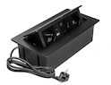 Встраиваемая розетка GTV горизонтальная MULTISOFT на  2 вилки Schuko, USB A+C, RJ45, HDMI кабель1,5м с вилкой, черная (встроенный удлинитель) 												AE-PBSURH2GS-20