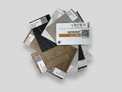 Рекламный образец компакт-плиты и пластиков Crown Decor 2025