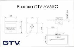 розетка GTV AVARO горизонтальна 1 вилка, USB А+С