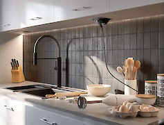 Вбудована розетка GTV AVARO горизонтальна 1 вилка, USB А+С, чорна