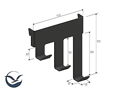 Металевий гачок ОН-3 - до настінної панелі-органайзера Пегборд, графіт