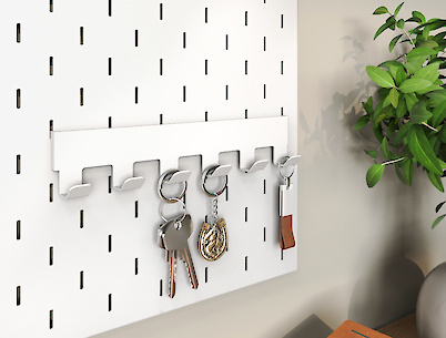 Гачок ОН-3 тип 4 металевий до настінного органайзера Пегборд, білий