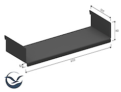 Полиця ОН-4 металева 200мм до настінного органайзера Пегборд, графіт