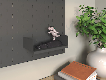 Полиця ОН-4 металева 200мм до настінного органайзера Пегборд, графіт