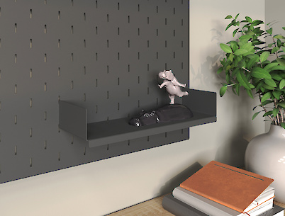 Полиця ОН-4 металева 300мм до настінного органайзера Пегборд, графіт