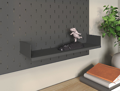 Полиця ОН-4 металева 400мм до настінного органайзера Пегборд, графіт