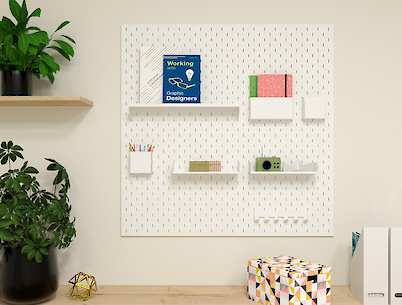Металлическая настенная панель-органайзер Пегборд 1000х1000, белая