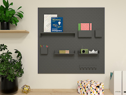 Металлическая настенная панель-органайзер Пегборд 1000х1000, графит