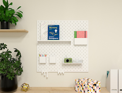 Металлическая настенная панель-органайзер Пегборд 800х800мм, белая