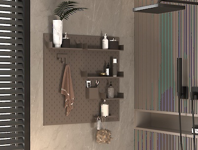 Металлическая настенная панель-органайзер Пегборд 600х600мм, черная