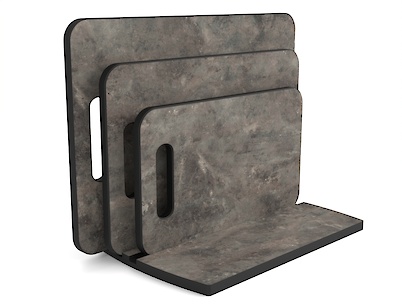 Комплект обробних дощок для нарізки продуктів 3 шт з підставкою, з компакт-плити Камінь Метал антрацит